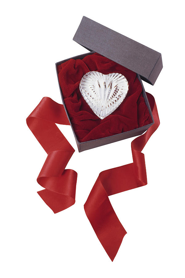 Crystal heart in a box Photograph by Comstock