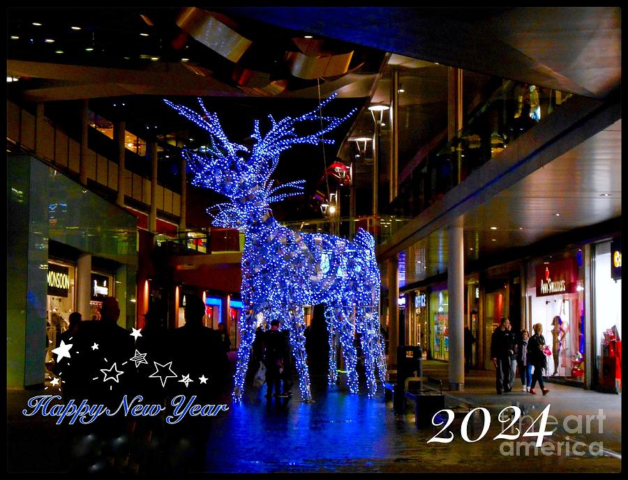 Crystal Reindeer New Year Greeting 3 Photograph