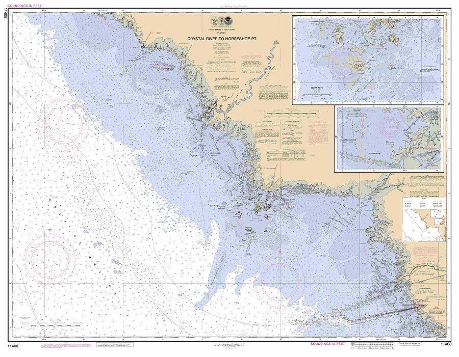 Crystal River to Horseshoe Pt., NOAA Chart 11408 Digital Art by Nautical Chartworks