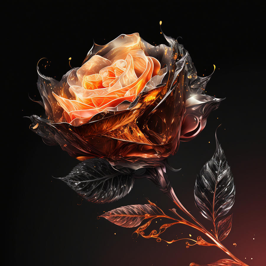 Crystal Rose Fire Orange And Black 1 Digital Art by Andra Design - Fine ...