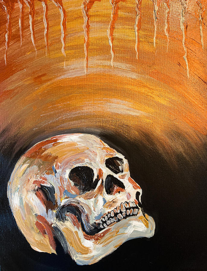 Crystal Skull Painting by Karen Ferrand Carroll
