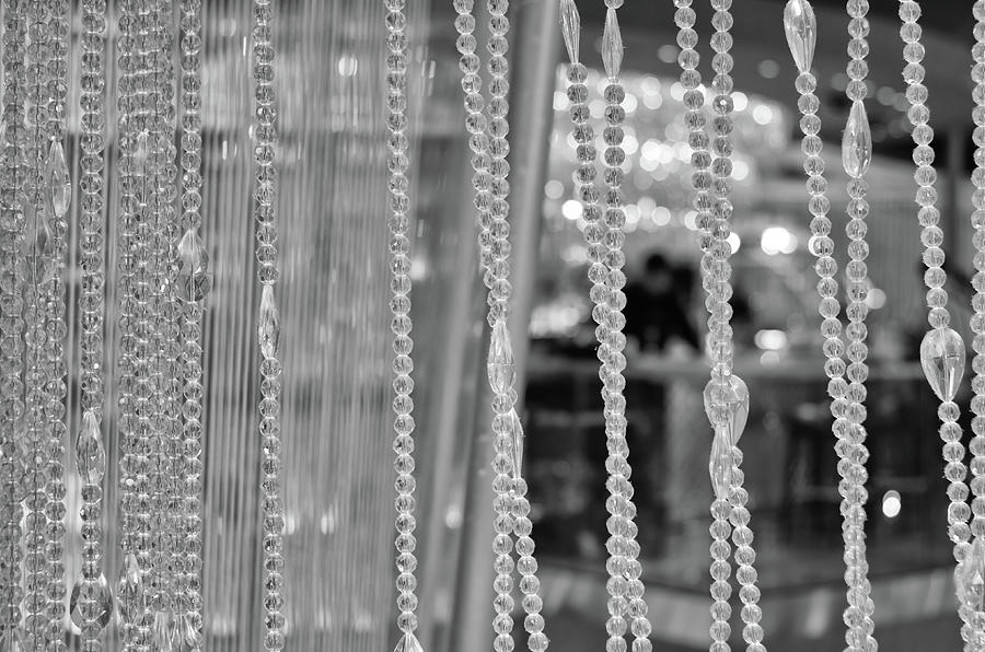 Crystal Veil in the Chandelier Bar at The Cosmopolitan Las Vegas Black and White Photograph by Shawn OBrien