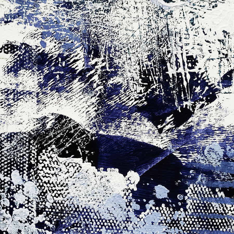 CRYSTALIZED Indigo Blue and White Abstract Painting by Lynnie Lang