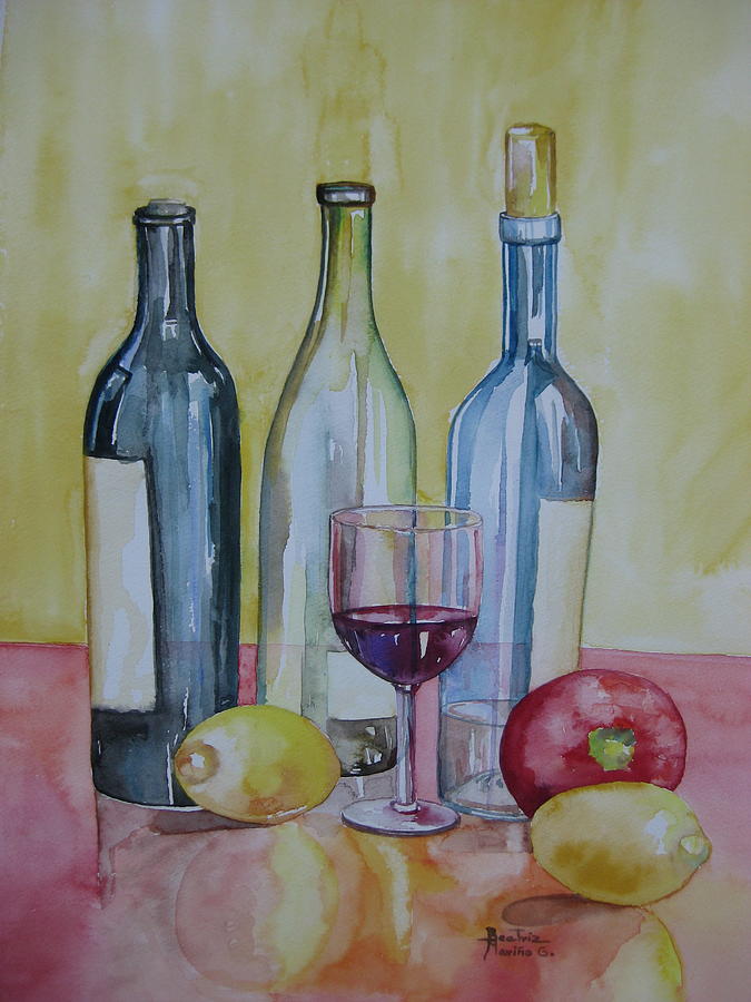 Crystals and fruits Painting by Beatriz Marino