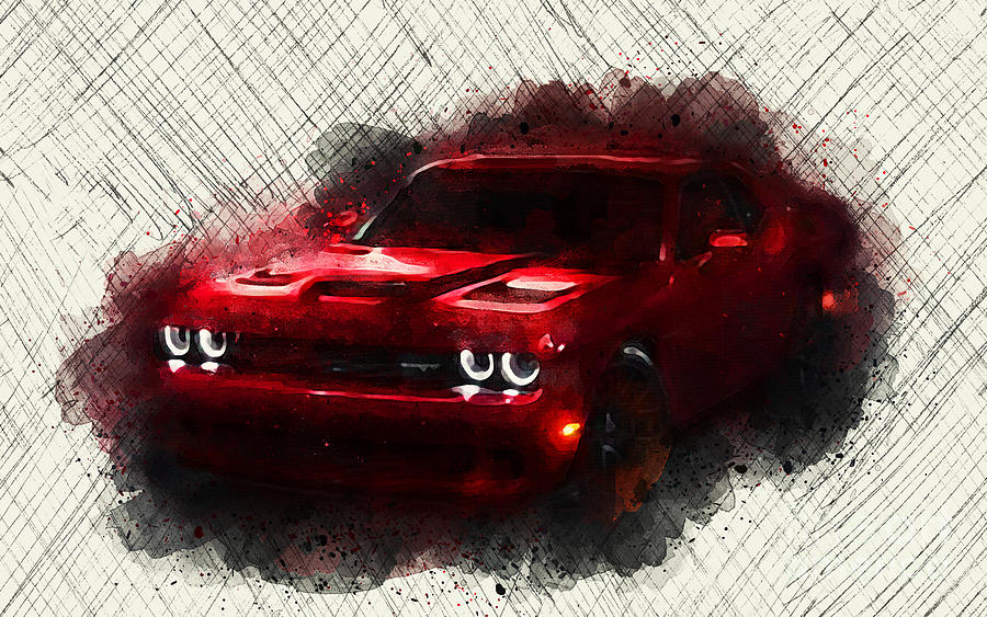 Cs2378 Dodge Challenger Srt Hellcat 2015 Drawing by Ola Kunde - Fine ...