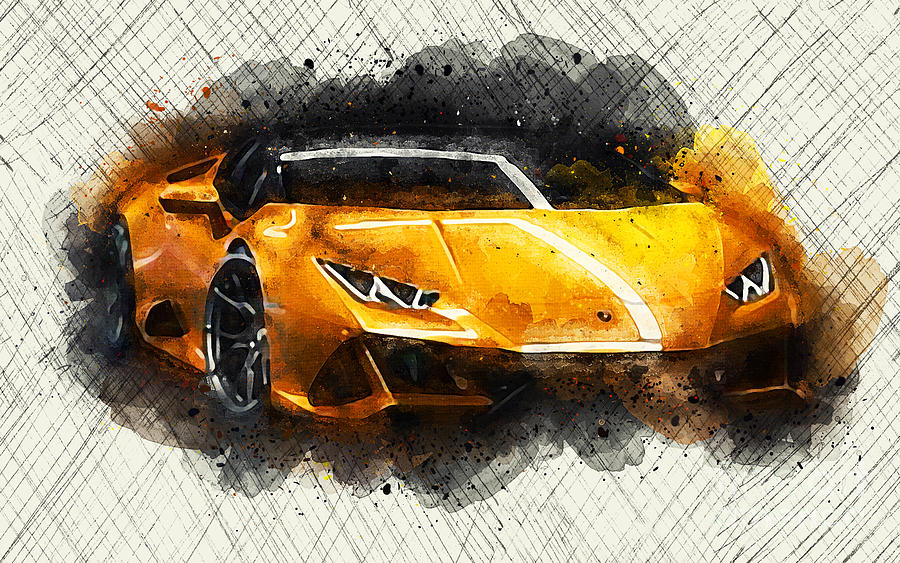 Cs3126 Lamborghini Huracan Evo Spyder Cars Drawing by Ola Kunde - Fine ...