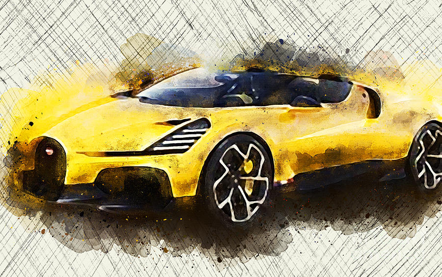 Cs3341 Yellow Bugatti W16 Mistral Car 2024 Cars Drawing By Ola Kunde   Cs3341 Yellow Bugatti W16 Mistral Car 2024 Cars Ola Kunde 