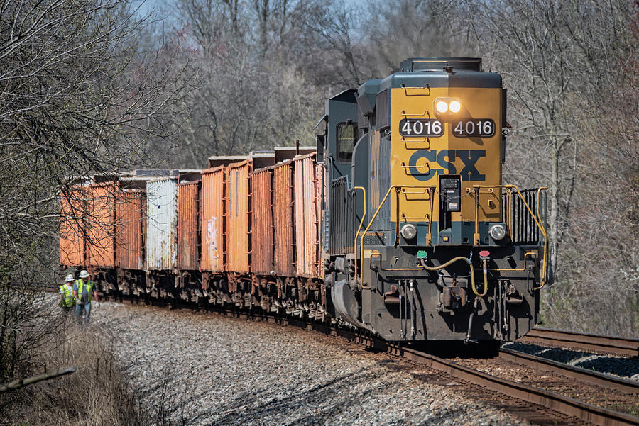 Csx J052-25 Pulling A Loaded Ballast Train Photograph