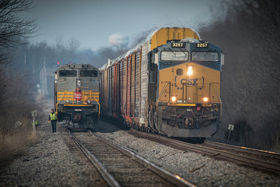 CSX K815 with CP 7011 at Princeton Indiana Photograph by Jim Pearson