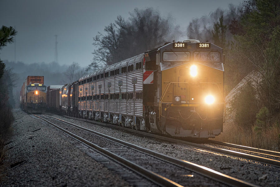CSX Q501-03 SB with 7 MITRAIN Cars at Slaughters Kentucky Photograph by Jim Pearson