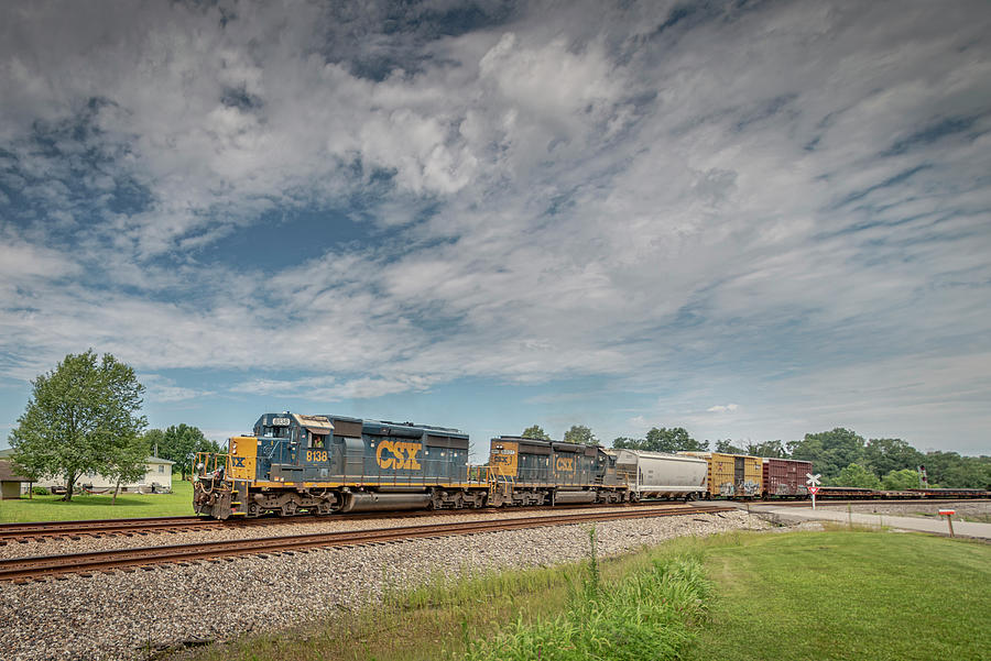 CSX Q502 With Two SD40-2s Leading At Kelly Ky Photograph by Jim Pearson