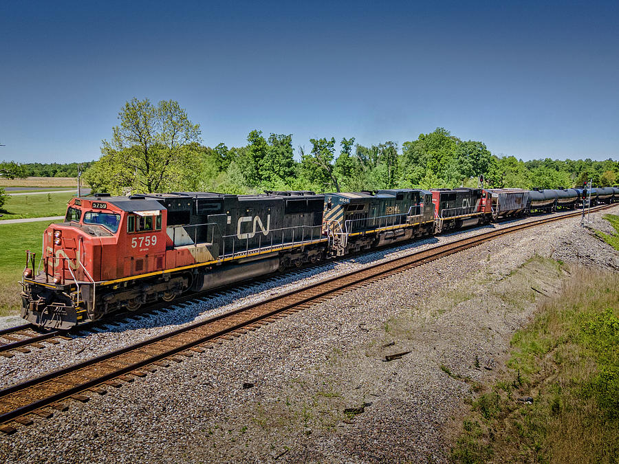 CSX southbound K650 with CN and BCRAIL power at Kelly Ky Photograph by Jim Pearson