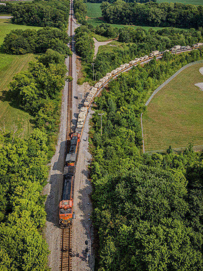 CSX W844 military train backs onto the Ft. Campbell Wye at Hopkinsville KY Photograph by Jim Pearson