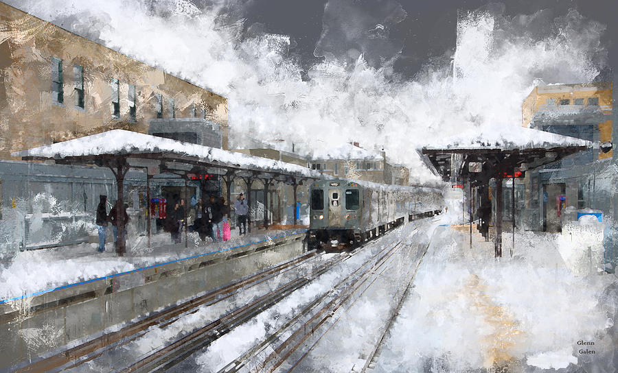CTA Sedgwick Station in Winter Mixed Media by Glenn Galen