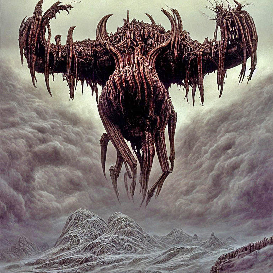 Fantasy Digital Art - Cthulhu Warthog Over Mordor by Otto Rapp