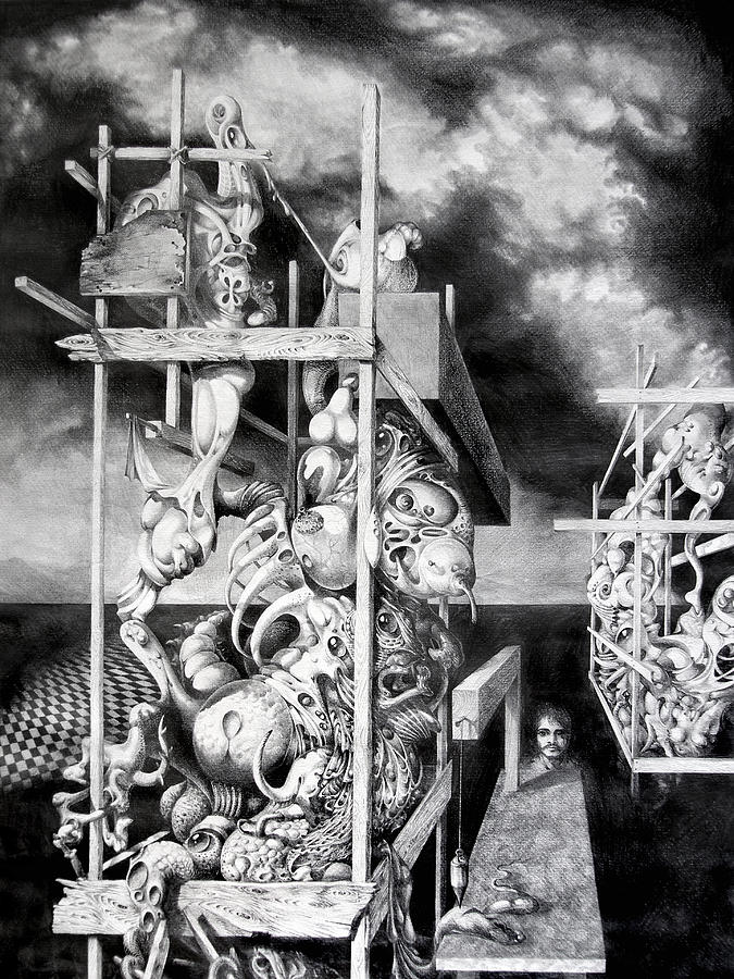 Surrealism Drawing - Cthulhu Monuments by Otto Rapp