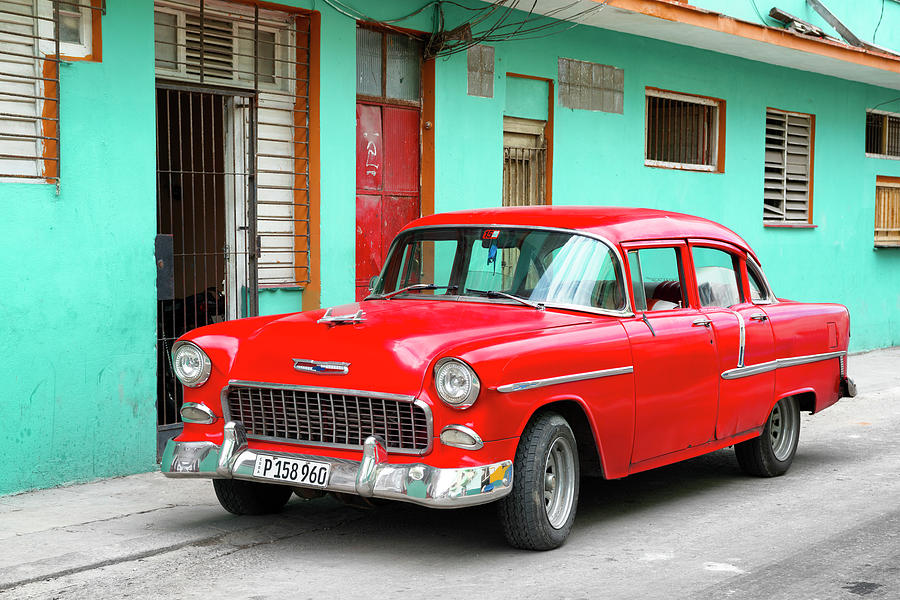 Cuba Fuerte Collection - Beautiful Classic American Red Car Photograph by Philippe HUGONNARD