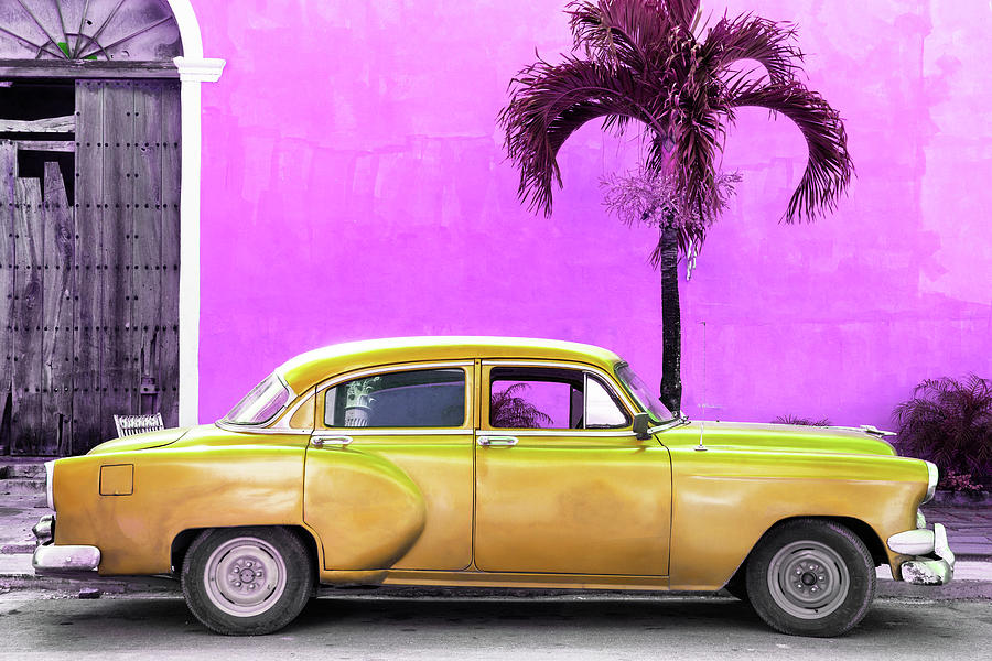 Cuba Fuerte Collection - Beautiful Retro Golden Car Photograph by Philippe HUGONNARD
