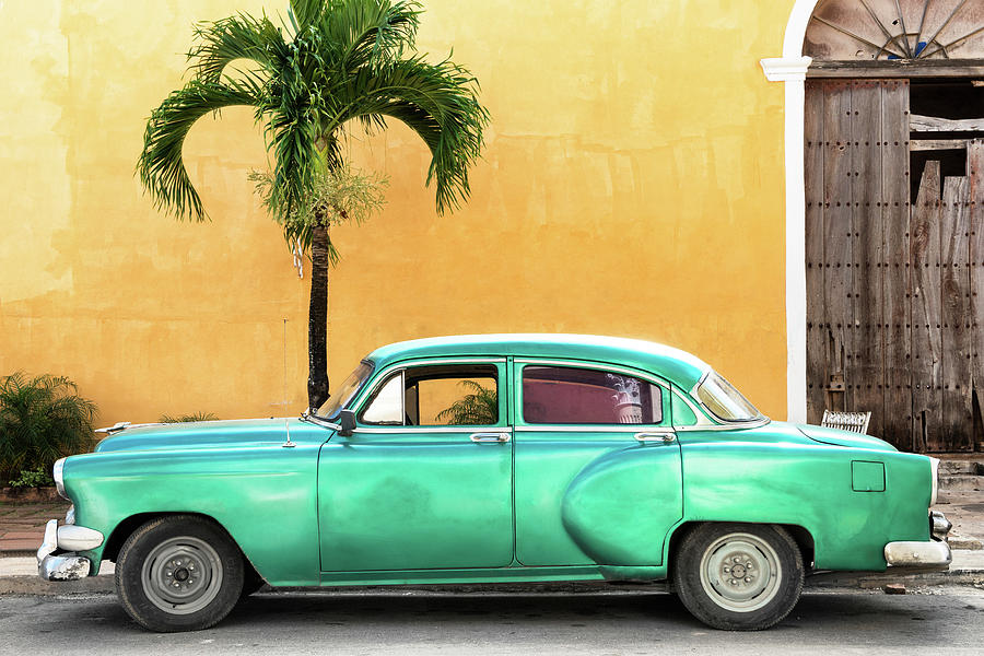 Cuba Fuerte Collection - Beautiful Retro Green Car Photograph by Philippe HUGONNARD