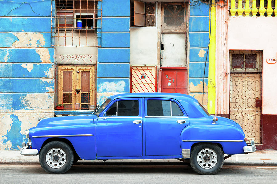 Cuba Fuerte Collection - Blue Classic American Car Photograph by Philippe HUGONNARD