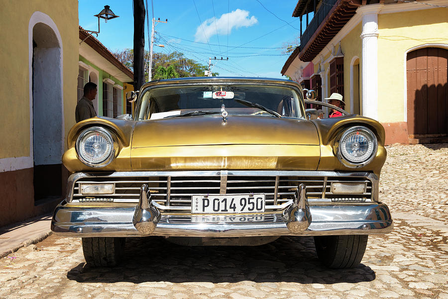 Cuba Fuerte Collection - Classic Golden Car Photograph by Philippe HUGONNARD