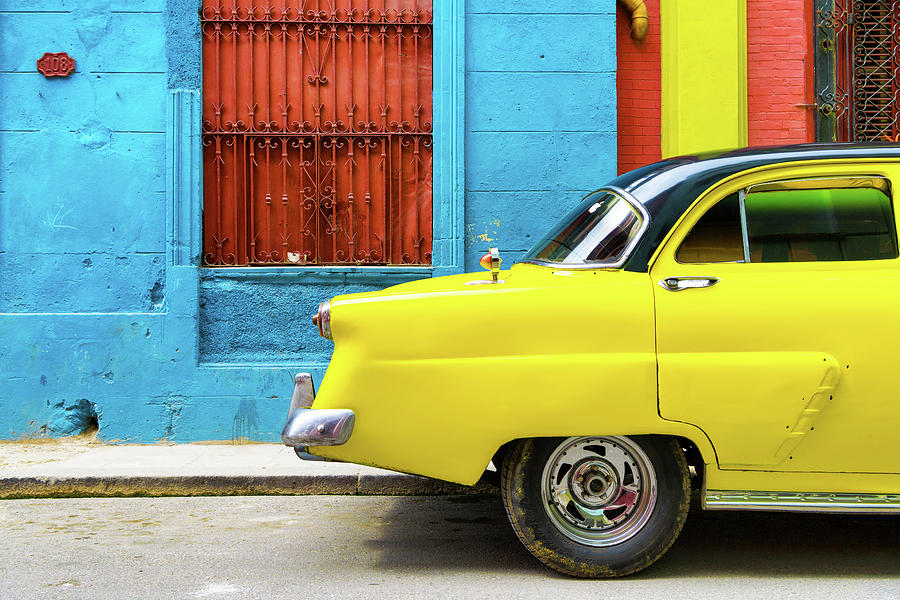Cuba Fuerte Collection - Close-up of Yellow Taxi of Havana III Photograph by Philippe HUGONNARD