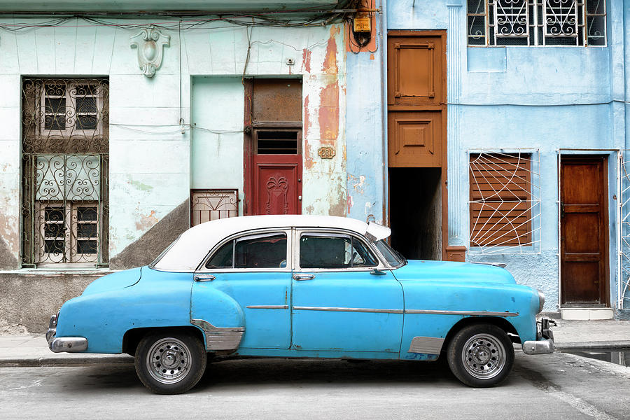 Cuba Fuerte Collection - Havana Blue Vintage Car Photograph by Philippe HUGONNARD