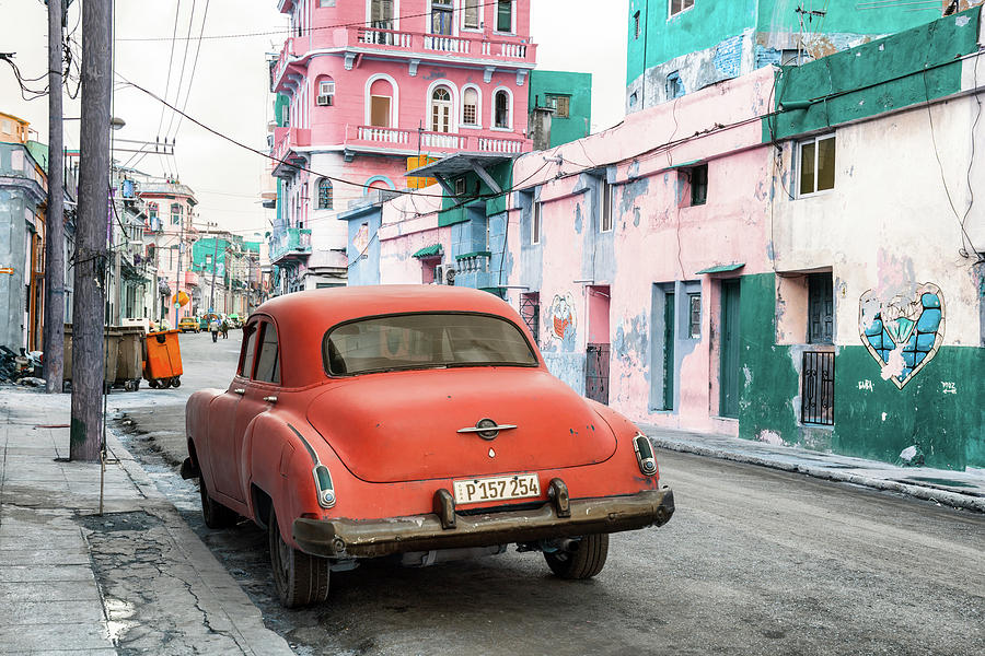 Cuba Fuerte Collection - Orange Classic Car in Havana Photograph by Philippe HUGONNARD