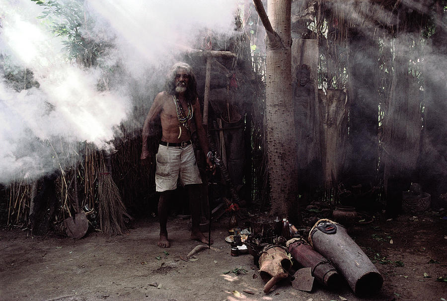 Cuba, Pedro Spengler, Santeria witchdoctor in camp, portrait... Photograph by Christopher Pillitz