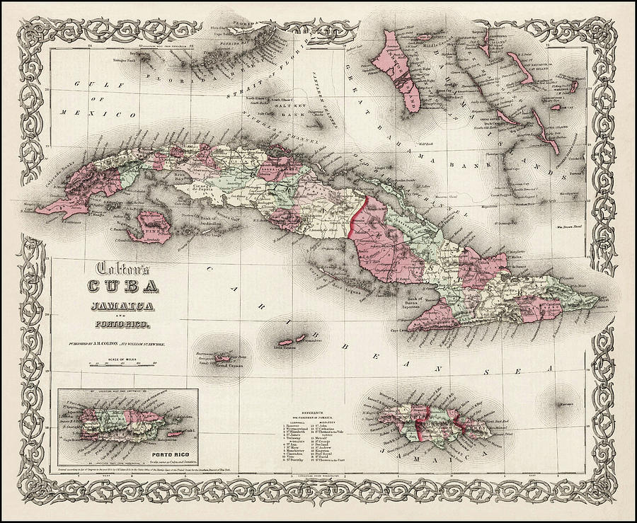 Cuba Vintage Map 1855 Photograph by Carol Japp