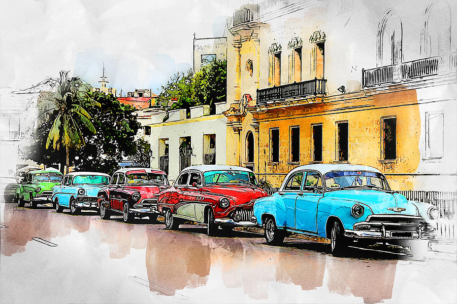 Cuban Cars Digital Art By Deborah Pabodie Pixels   Cuban Cars Deborah Pabodie 