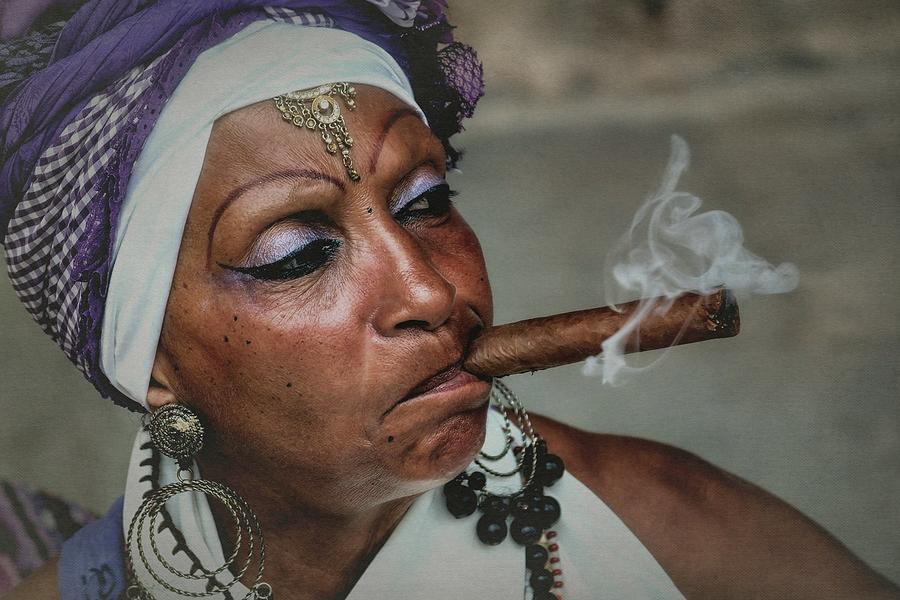 Cuban Lady Cigar Smoker James Mayo 