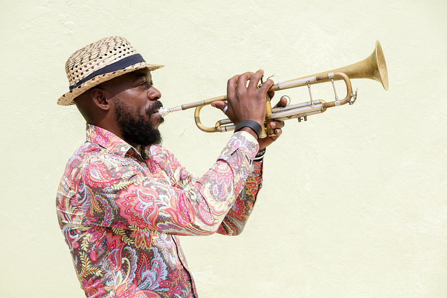 Cuban musician playing trumpet, Havana, Cuba Photograph by Bim