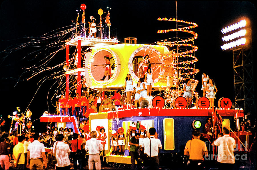 Cuban nostalgia Havana carnival 1970 - 1974. Allegorical float for parade or carnival salsa dancers Mixed Media by Elena Gantchikova