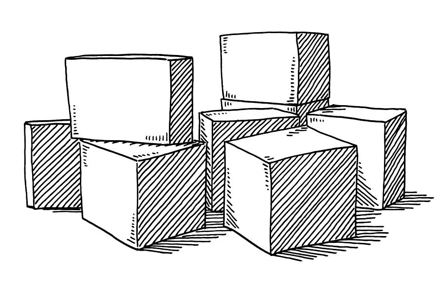 Cubes Standing On The Floor Drawing Drawing by FrankRamspott
