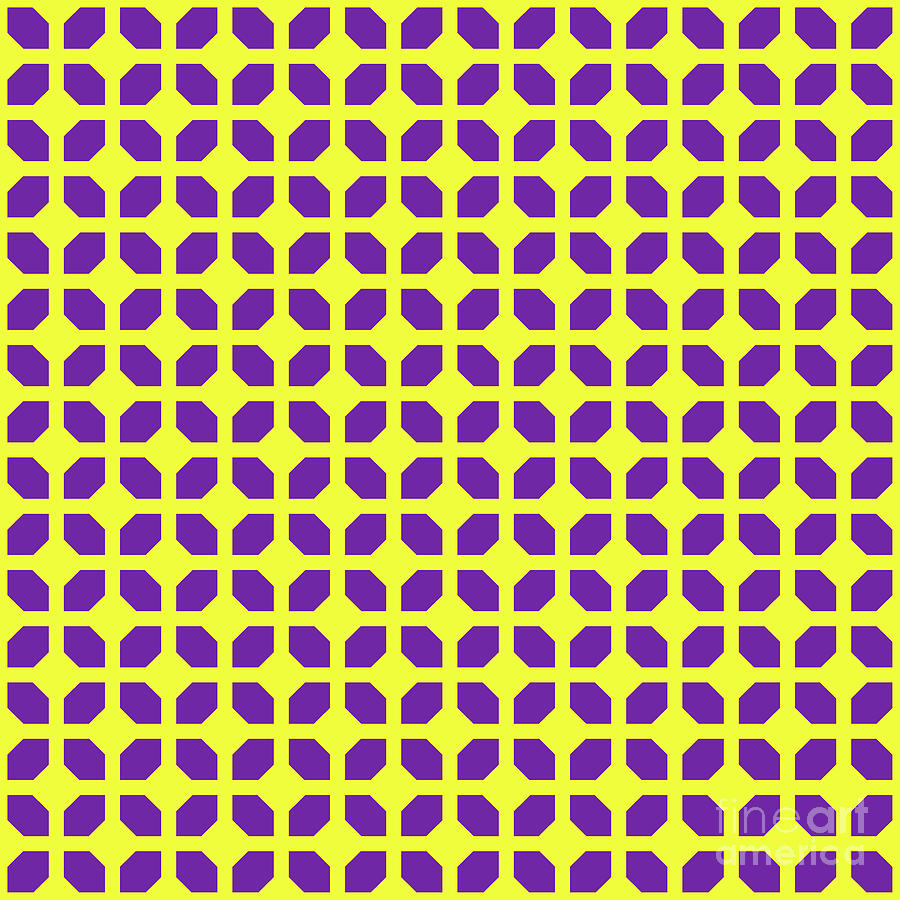Cubic Four Leaf  Pattern In Sunny Yellow And Iris Purple N.0950 Painting