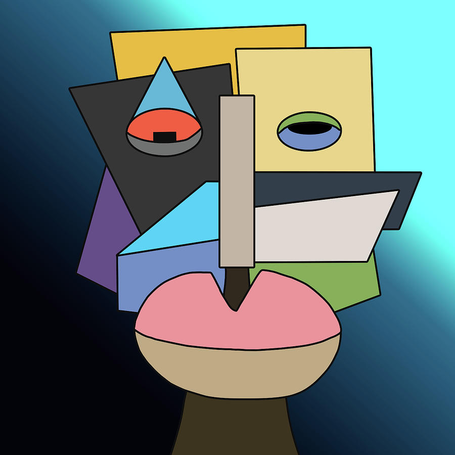 Cubism - Cubist Head 003 Digital Art by Edit Voros | Fine Art America