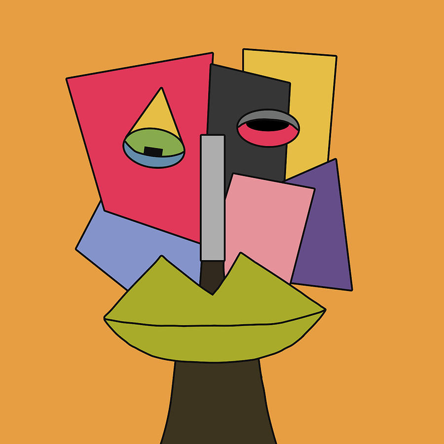 Cubism - Cubist Head 015 Digital Art by Edit Voros | Fine Art America