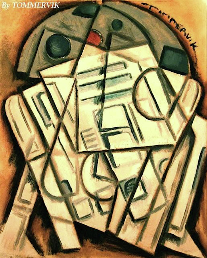 Cubism R2-D2 Painting Painting by Tommervik