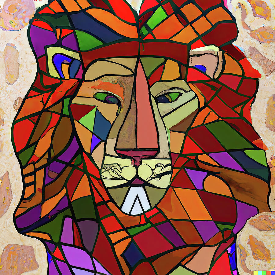 Cubist African, Lion, Panthera leo,  generative AI Photograph by Steve Estvanik