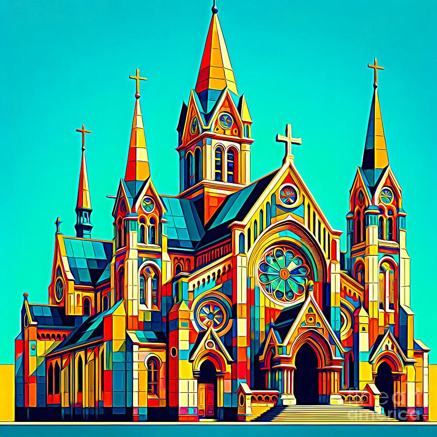 Cubist Cathedral Expressionist Effect Digital Art by Rose Santuci-Sofranko