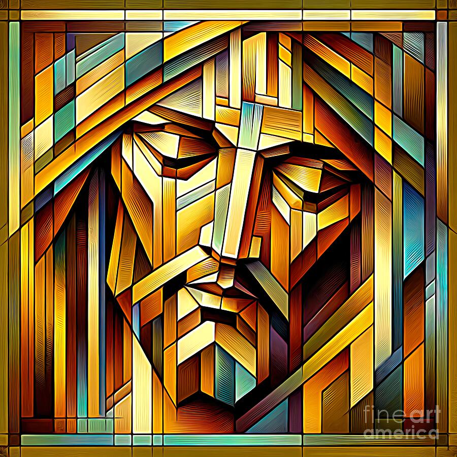 Abstract Digital Art - Cubist Christ Expressionist Effect by Rose Santuci-Sofranko