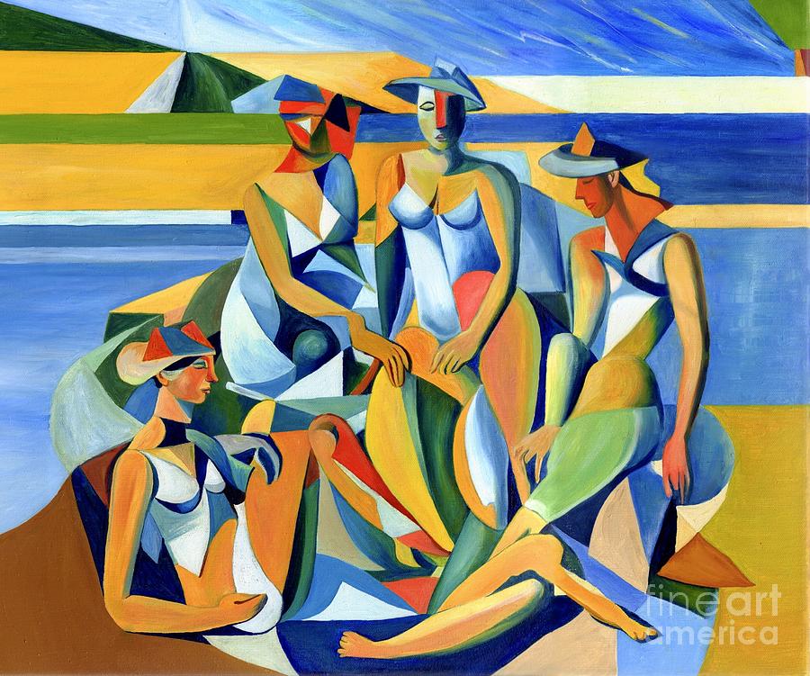 Holiday Painting - Cubist Coastal Serenity by Suzann Sines