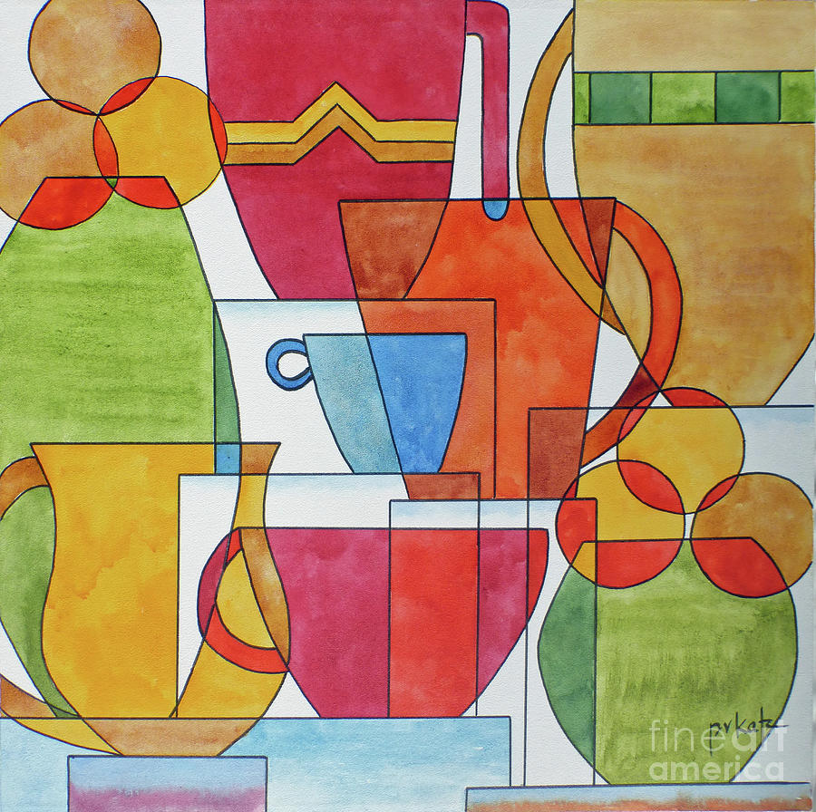 Cubist Coffee Painting by Pat Katz