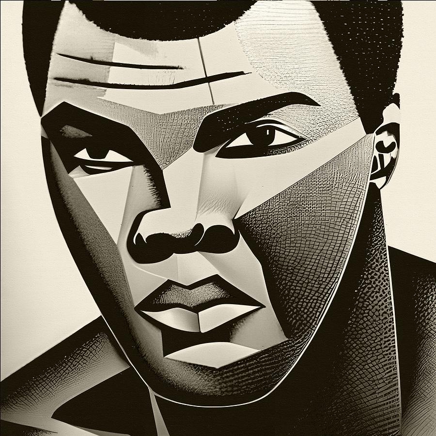 Cubist portraits. Sports legends. Muhammed Ali Digital Art by Klara Acel