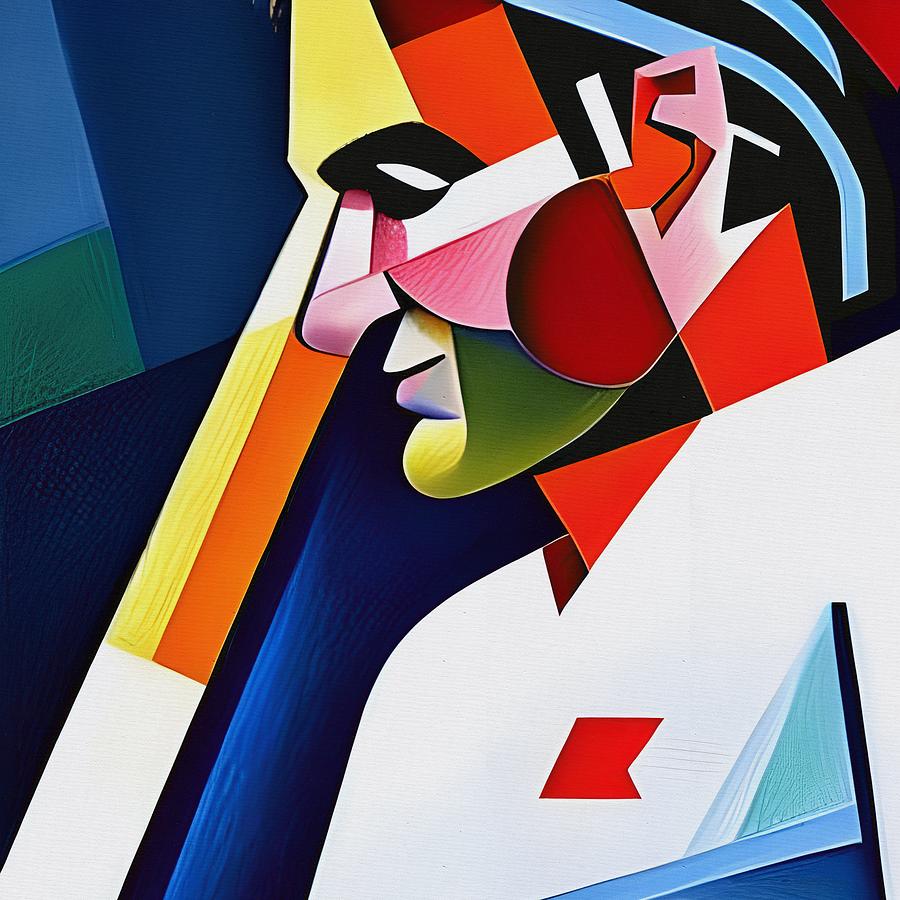 Cubist portraits. Sports legends. Roger Federer Digital Art by Klara Acel