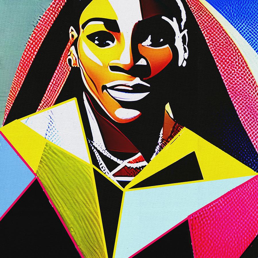 Tennis Digital Art - Cubist portraits. Sports legends. Serena Williams by Klara Acel