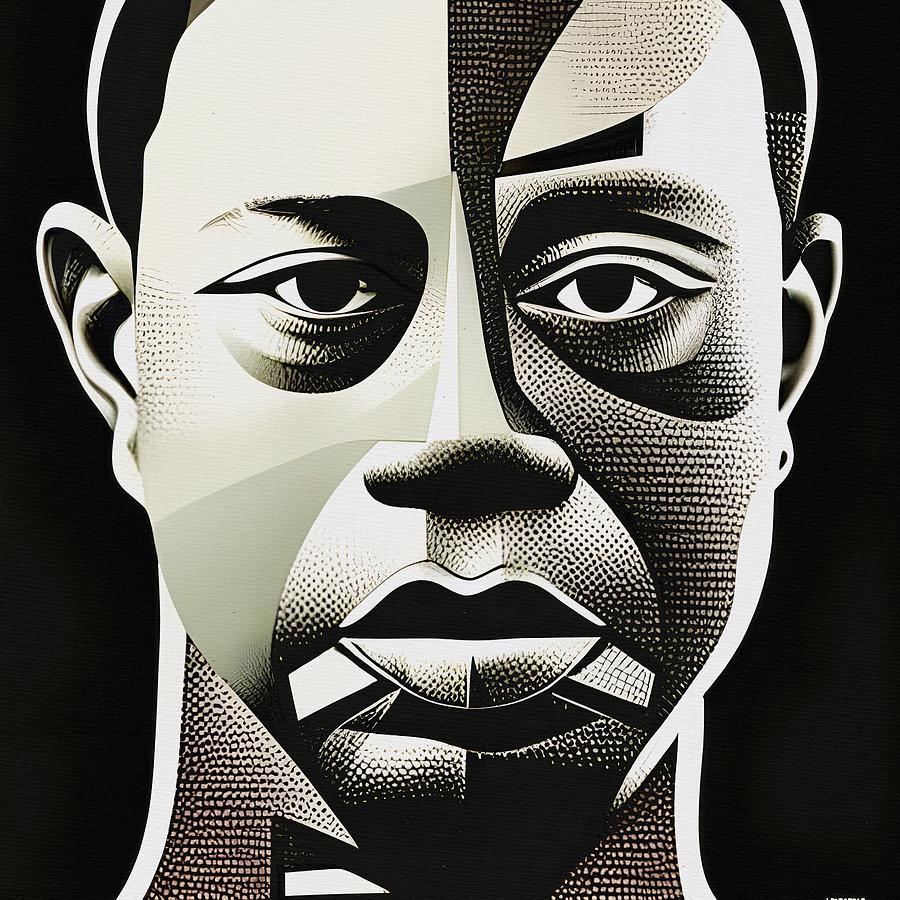Cubist portraits. Sports legends. Tiger Woods Digital Art by Klara Acel