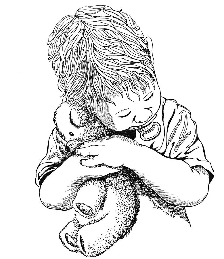 Stuffed Animal Drawing - Cuddle by Keith Piccolo