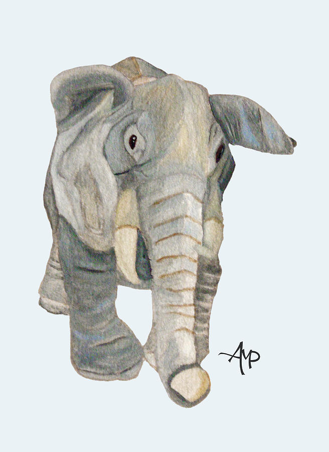 Cuddly Elephant Painting by Angeles M Pomata
